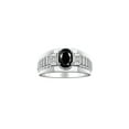 thumbnail image 1 of RYLOS Men's Rings 14K White Gold Ring Classic Designer Style 8X6MM Oval Gemstone & Diamond Ring Onyx October Birthstone Rings For Men Size 9, 1 of 7