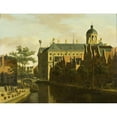 thumbnail image 3 of Gerrit Berckheyde 24x19 Black Modern Framed Museum Art Print Titled - The Nieuwezijds Voorburgwal with the Flower and Tree Market in Amsterdam (circa 1675), 3 of 5