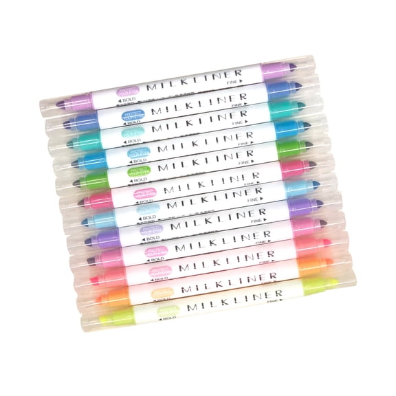 12 Pack Double Tip Highlighter Marker Pens 3ml Multi Color Ink Line Drawing Supply For Office Journal Scrapbook Craft