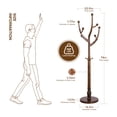thumbnail image 3 of WOOW DEPOT Large Wood Coat Rack Heavy Duty Freestanding Clothes Hanger Stand w/ Stable Base & 8 Tree Branch Hooks for Entryway Hallway Bedroom, 3 of 11