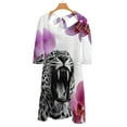 thumbnail image 6 of Roaring Leopard Orchids White Background Women's 3/4 Sleeve Dresses Elegant A-Line Midi Dress Flare Summer Casual Sundress, 6 of 9