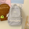 thumbnail image 4 of Polka Dot Print Lace Backpack, Large Capacity Multi-Pocket School Bag with Compartments for Travel Outdoor (Grey 430*300*140), 4 of 10