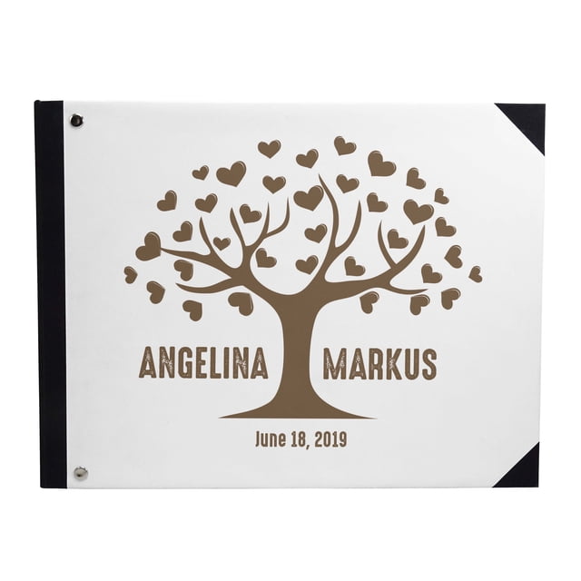 Darling Souvenir White Love tree Printed Hardbound Cover Guestbook For Wedding Guest Sign In Book Registry-9 x 12 Inches