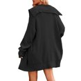thumbnail image 4 of Women'S Solid Color Long-Sleeved Lapel Pocket Cardigan Three-Button Mid-Length Sweater Coat Black XL, 4 of 8