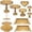 Gold, variant on Set of 9 Cake Stands Metal Cupcake Stand Set Multiple Styles Candy Fruit Display Tower Dessert Plate Cake Serving Tray for Birthday Party Wedding Anniversary Baby Shower Engagement (Black)