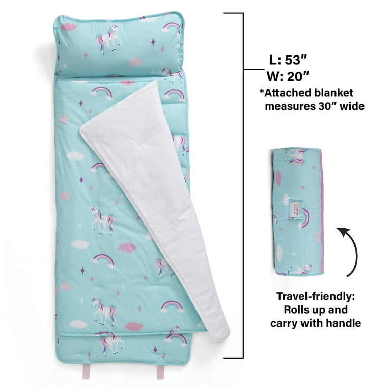 Delta Children Nap Mat with Included Pillow and Blanket for Toddlers and Kids Unicorn Theme