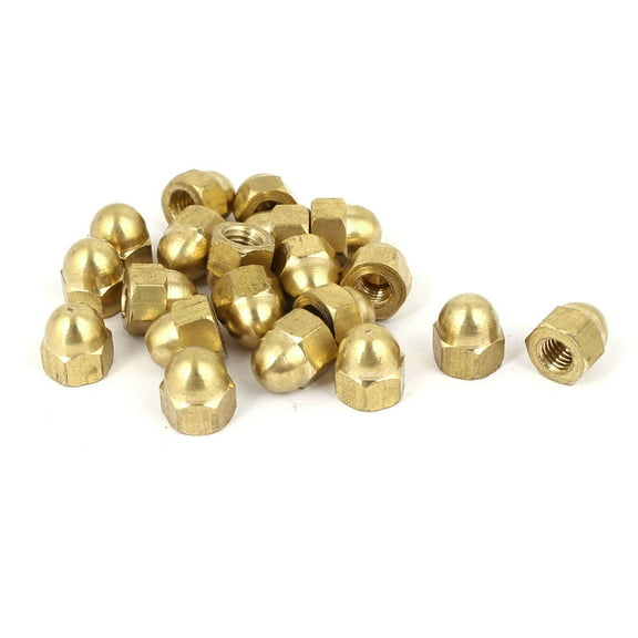 Uxcell M6 Thread Dia. Dome Head Brass Cap Acorn Hex Nuts 20 Pack