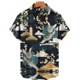 thumbnail image 2 of Camisas Vaqueras Para Hombre Manga Larga Casual Hombres Solapa Solapa Estampado de Manga corta Puños Botón Puerto Estilo Floral Camisa Sand Beach Hawaiianss Summer Top (Navy, XL), 2 of 3