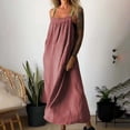 thumbnail image 3 of Lovzfmll Plus Size Summer Dresses, Womens Casual Summer Dresses Sleeveless Crew Neck Loose Tank Dress Beach Fashion Summer Suspenders Solid Color Lightweight Maxi Dress Red L, 3 of 6