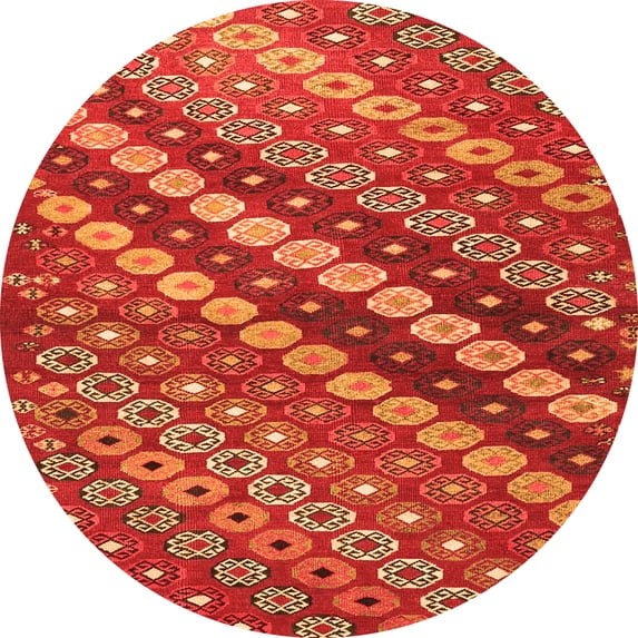 Ahgly Company Indoor Round Abstract Orange Contemporary Area Rugs, 3' Round