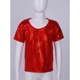 thumbnail image 5 of renvena Kids Boys Girls Sparkly Jazz Dance Shirt Athletic Tank Tops Shiny Sequin Dancewear Red 2-6, 5 of 7