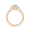 thumbnail image 2 of ANGARA Natural Vintage Style Aquamarine & Diamond Scalloped Halo Ring in 14K Rose Gold for Women (Size-7x5mm) | March Birthstone, Anniversary, Jewelry Gift for Women | Natural Aquamarine Ring, 2 of 9