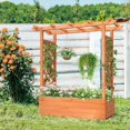 thumbnail image 6 of QISHENSHUI Raised Garden Bed with Trellis, Wood Planter Box with Hanging Roof, Side Trellis and Drainage Holes, Above Ground Elevated Garden Bed for Outdoor Climbing Plants Vegetables Flowers Herbs, 6 of 7