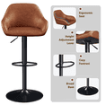 thumbnail image 6 of Alden Design Vintage Adjustable Faux Leather Bar Stools with Backrest, Set of 2, Retro Brown, 6 of 9