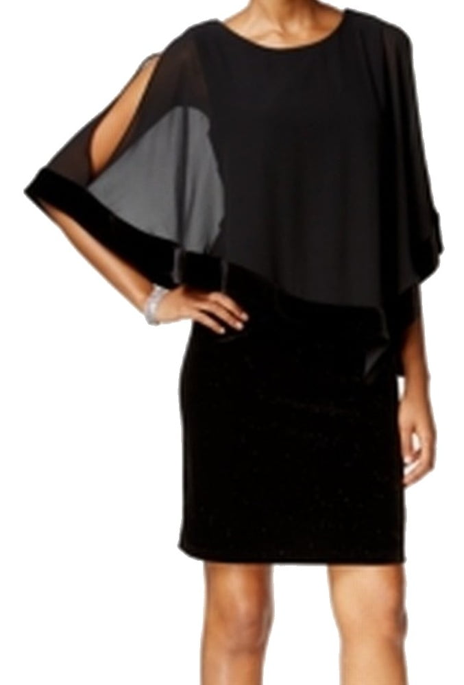sheath dress with chiffon overlay
