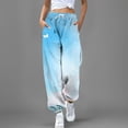 thumbnail image 3 of Gibobby pantalones jogger mujer Pantalones de pierna estampados con cordón de cintura alta para mujer, pantalones casuales sueltos ligeramente elásticos de moda (Aqua, L), 3 of 4
