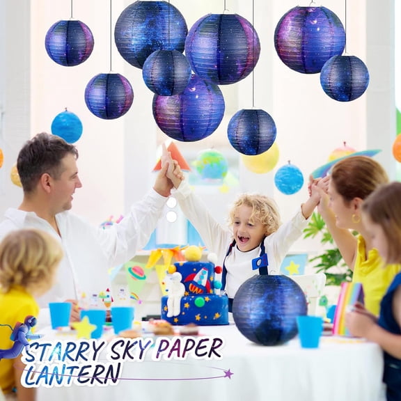 Dserhfy Chinese Style Paper Lantern Space Star Print Hanging Paper Lanterns for Home Ceiling Decor Birthday Party Supplies