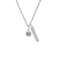 thumbnail image 2 of Delight Jewelry Silvertone Small Basketball with a AB Crystal Silvertone Fearless Bar Charm Necklace, 23", 2 of 4