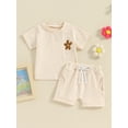 thumbnail image 2 of Suealasg Kids Baby Girl Summer Outfits Clothes 6M 1T 2T 3T Short Sleeve Flower Print T-Shirt and Drawstring Shorts Sets 2Pcs Causal Clothing for Toddler Girl, 2 of 9