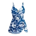 thumbnail image 4 of HOMBOM Womens Blue Skirted Swimsuits Swimwear Ruched One Piece Slimming Floral Bathing Suit for Ladies Tummy Control, 4 of 9