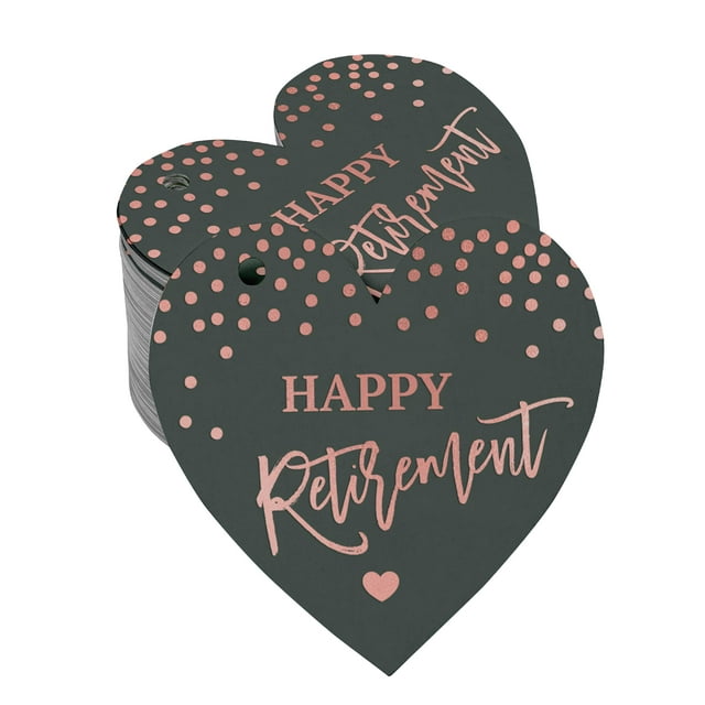 Inkdotpot Étiquettes de Retraite Heureuses en Feuille d'Or Rose Véritable 100 Pcs