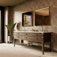 thumbnail image 2 of Norwalk 80 in W Brown Oak Double Vanity, White Quartz Top, Faucet Set, and 36 in Mirrors, 2 of 9