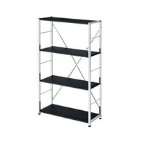 Benjara Bookshelf with X Shaped Crossbar Support, Black and White