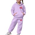 thumbnail image 7 of WMQPNNS Girls Sweatsuit Set 2 Piece Outfits Boys Oversized Sweatshirt and Baggy Sweatpants with Pockets Tracksuit Set(Size 6-7 Years, Purple), 7 of 7