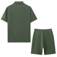 thumbnail image 4 of Stamzod Mens Vacation Outfits 2 Piece Summer Plus Size Short Sleeve Button Down Shirt and Shorts Set Casual Loose Beach Short Sets for Men with Pocket Green XL, 4 of 6