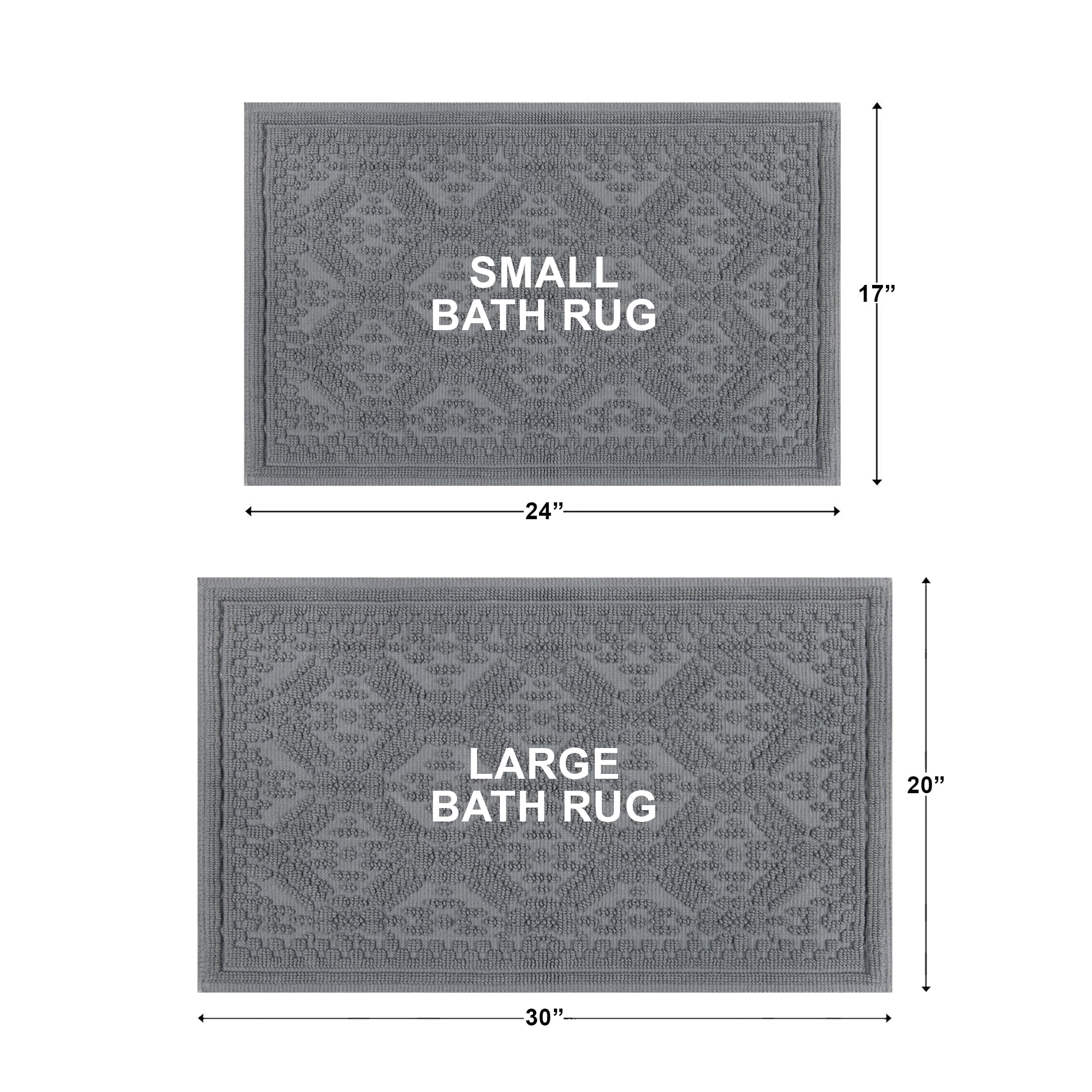Better Homes & Gardens Kati Lattice Bath Rug Set, Gray Flannel, 2 Piece, 17" x 24" and 20" x 30"