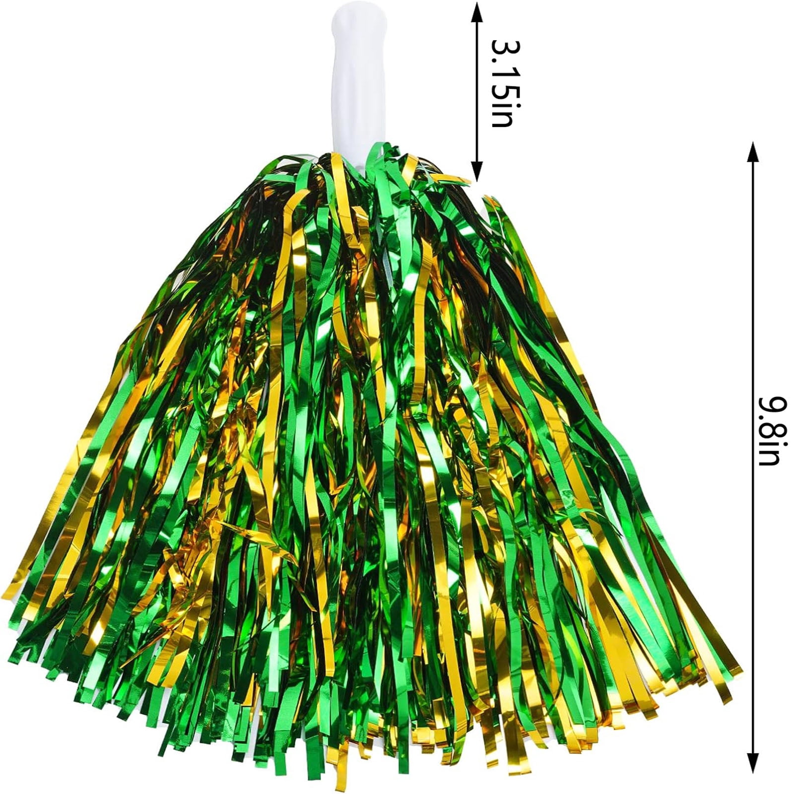 12-Pack Cheerleading Pom Poms, Metallic  Pom Poms Bulk with Handles, Plastic Sports Pom Poms for Cheerleading, Dance & Parties