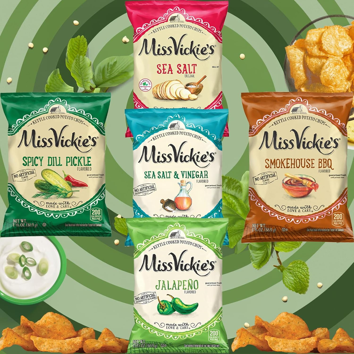 Miss Vickie's Kettle Cooked Potato Chips Variety Pack, 1.375 oz (Pack of 15) Bundled by Shoppyway