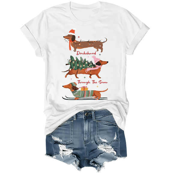 Dachshund Through The Snow Shirt Dachshund Christmas T-Shirt Unisex