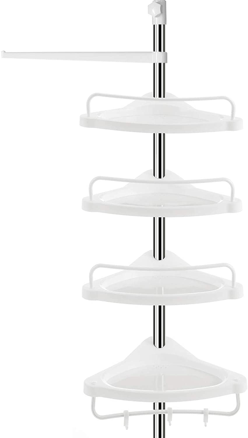 Black/White Largre Bathroom Pole Shelf Shower Storage Caddy Rack Organiser Tray 