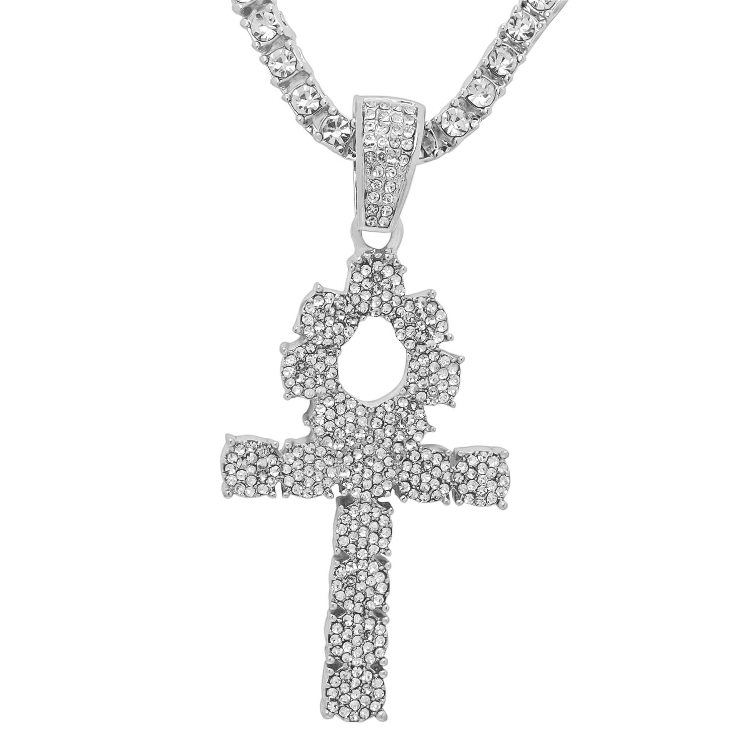 Silver-Tone Iced Out Hip Hop Bling Last Supper Jesus crucifixion Cross ...