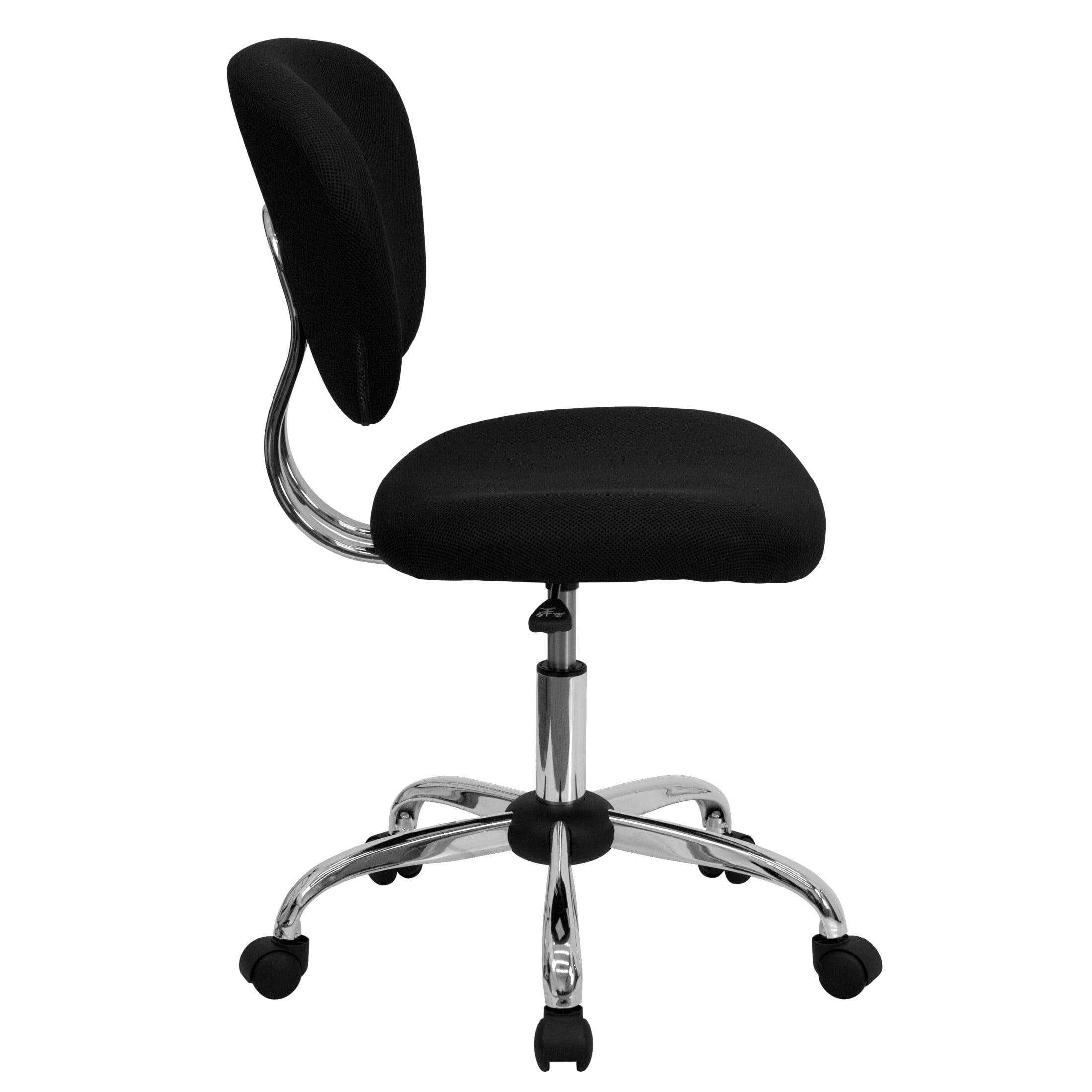 Flash Furniture Beverly Mid-Back Swivel Ergonomic Mesh Office Chair with Padded Seat, Black/Chrome
