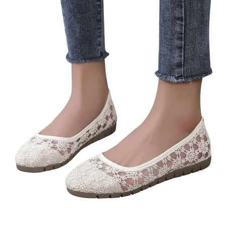 

Women Shoes Women Breathable Lace Up Shoes Flats Casual Shoes Unisex Lightweight Mesh Work Shoes Sporty Breathable Slip Work Trainers Beige 7