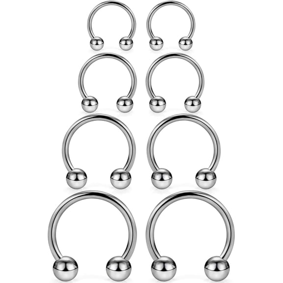 YMCSTONEMA 2-8Pcs 14G G23 Titanium Horseshoe Septum Ring Nose Rings Hoop Helix Daith Cartilage Tragus Earrings Nipple Eyebrow Body Piercing Jewelry 8Mm 10Mm 12Mm 14Mm 16Mm[bh1462]