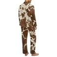 thumbnail image 4 of Xixirimido Brown Cow Cowhide Print Mens Ultra Soft Pajama Set, Stretch Long Sleeve Lounge Pjs Button-Down Lightweight & Cozy Sleepwear with Pockets, X-Large, 4 of 4