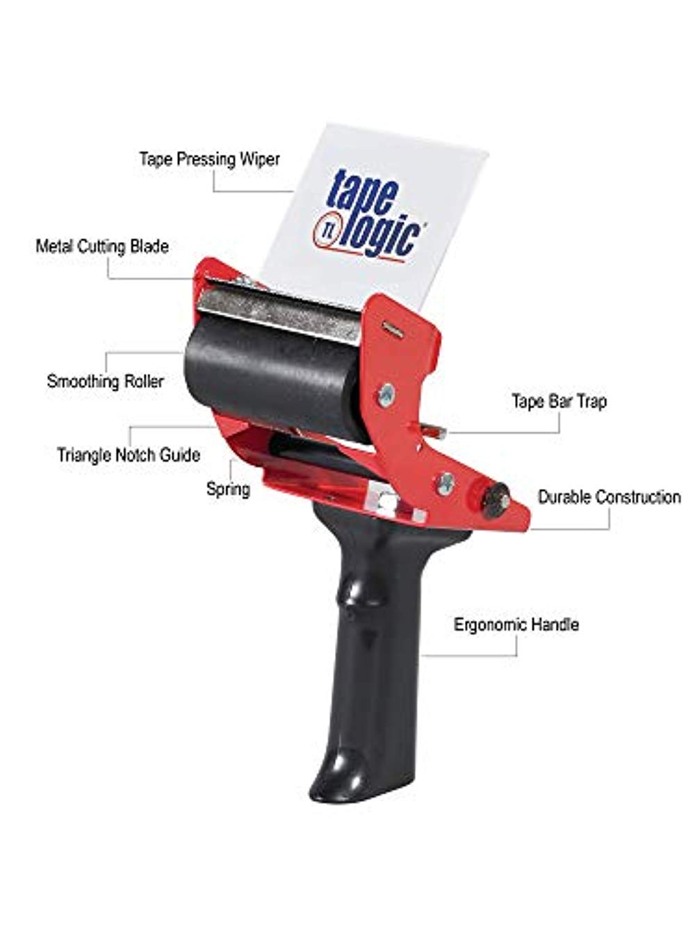 Tape Dispenser, Pistol, Steel/Plastic, Red/Black TDEC3