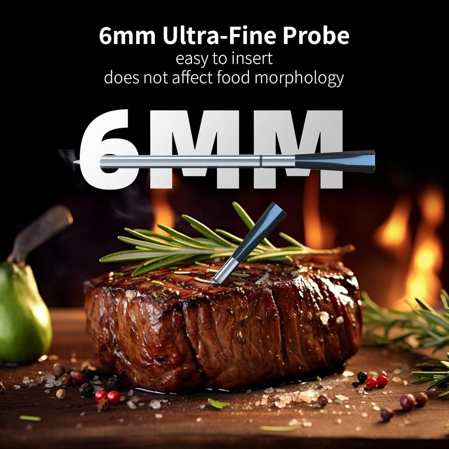 Smart Wireless Meat Thermometer with App, 500ft Range Bluetooth 5.4 BBQ Thermometer, Wire-Free Digital Food Probe with Dual Sensors for Grilling, Smoker, Oven, Rotisserie, Steak, IP67 Waterproof