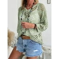 thumbnail image 3 of Cut Out V Neck Knit Sweater, Casual Long Sleeve Cover-up For Vacation, Women's Clothing, 3 of 5