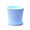 thumbnail image 2 of Cheapark Bamboo Texture Plastic Planter Round Flower Pot Home Decor Indoor Succulent Green Plant Growing Accessory, 2 of 6
