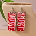 thumbnail image 4 of 1 Pair Women Color Contrast Love Letter Print Earrings - Pink Series Hook Earrings, Romantic Valentine's Day Drop Earrings, 4 of 8