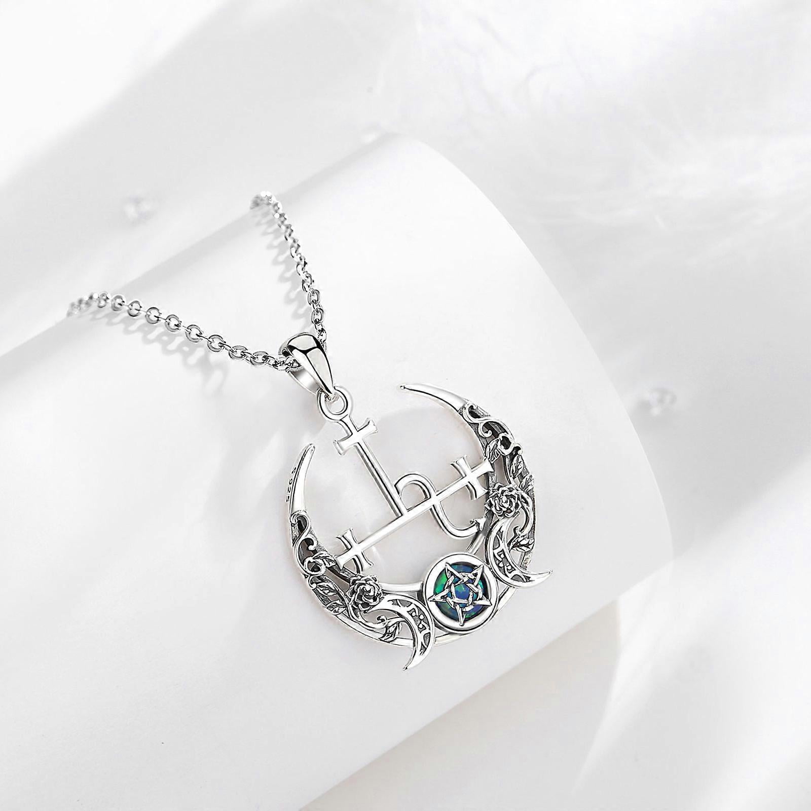 DAOCHONG Sigil Of Lilith Necklace - S925 Sterling Silver Pendant With White Gold Plated, 18+2 Inch Rolo Chain, Symbol Of Independence Gift For Women