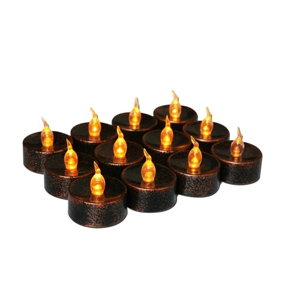 POPETPOP Flameless Tea Lights Tealight Lamp Coffee 6Pcs