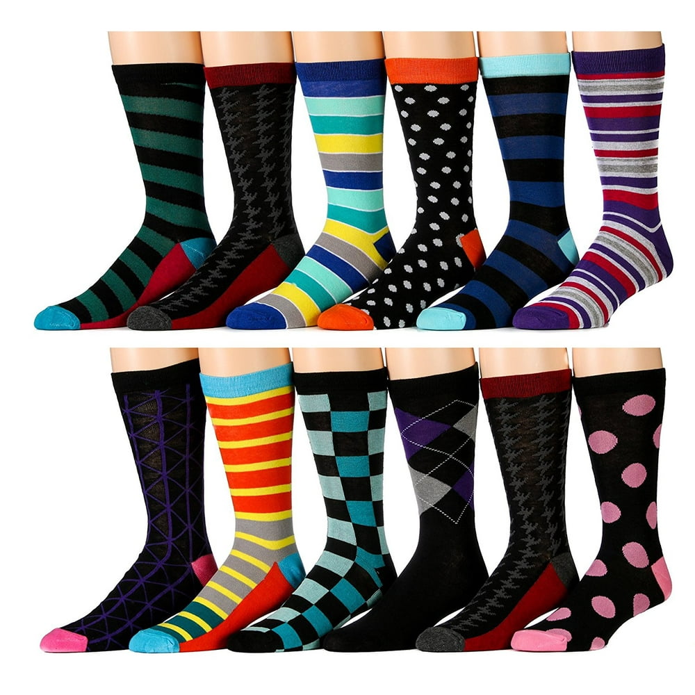 Excell - 12 Pairs of Excell Mens Designer Cotton Colorful Dress Socks ...