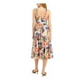 thumbnail image 2 of INC Womens Pink Zippered Smocked Tie Detail Tiered Lined Floral Sleeveless V Neck Midi Fit + Flare Dress 12, 2 of 4