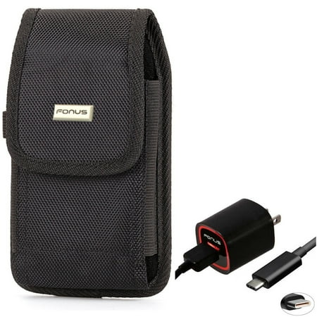 Case Belt Clip & Home Charger for Samsung Galaxy S24 Ultra/Plus - Rugged Holster Canvas Cover, 2.4A USB Cable TYPE-C 6ft for Galaxy S24 Ultra/Plus