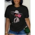 thumbnail image 2 of Camiseta De Mujer Camiseta De Verano Para Mujer Para Viajes En La Calle TrabajoWomen's Fashion Beauty Portrait Print T-Shirt - Crew Neck, Short-Sleeved, Casual Polyester Top for All SeasonsFather's, 2 of 7